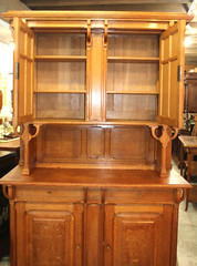 French Antique Oak Art Nuovo Buffet Cabinet / Hutch