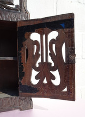RARE ANTIQUE CARVED WOODEN WALL CABINET BLACK FOREST GERMANY ORIGINAL KEY CABINE