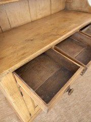 19th Century Antique English Pine Plate Rack Dresser Farmhouse Hutch Cabinet