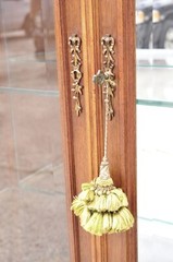 Antique French Louis XVI Style 94″ Curio China Display Cabinet Bookcase w Bronze