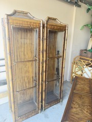 Pair of Signed Weiman Chinoiserie Pagoda Curio Cabinets