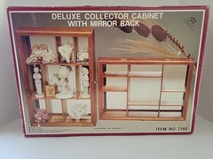 Vtg. Wood/Glass Mirrored Display Cabinet Case-Miniatures Collectibles-Hanging