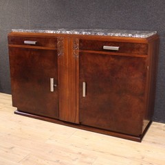 French sideboard Art Deco furniture commode in wood marble top 20th century