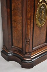 Antique Napoleon III Burl Walnut 2 Door Wardrobe Cabinet with Bronze Plaques