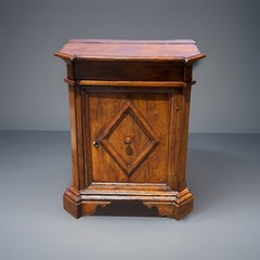 Antique Italian Baroque Walnut Credenza with Diamond Point Door, Late 17th C
