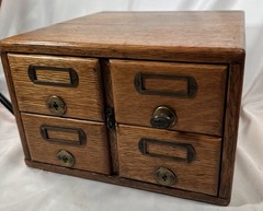 4 Drawer Library Card Catalog File Cabinet Solid Oak Old Antique Great Finish