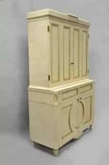 Decca French Neoclassical Louis XVI Style Cream & Gold Bar Cabinet Buffet (B)