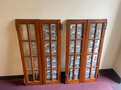 Vintage Oak Craftsman Cabinet Doors 8 Light Two Pairs