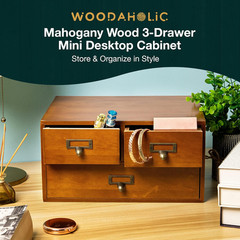 Vintage Desktop Apothecary Cabinet with 3 Drawers – Solid Wood Medicine Cabinet