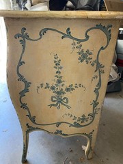Gorgeous Authentic Antique European Hand Painted Bombe Cabinet