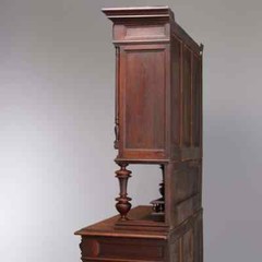 French Renaissance Deeply Carved Walnut Hunt Cupboard, 19th Century