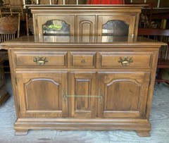 Heywood- Wakefield Step Back 2 Piece Hutch- Original- Cinnamon- Marked