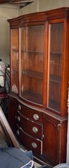 Vintage Drexel mahogany bow-front china cabinet