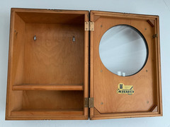 Art Deco Barber Shop Cabinet Circle Glass Birdseye Maple Burton Chicago 1930s