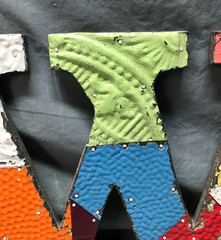 Decorative Salvaged Tin Ceiling 12″ Patchwork Mix Color Letter W Metal 1662-25B