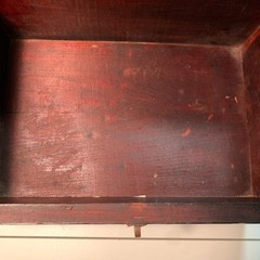 Antique 19thC Red Lacquer Desktop Storage Box 18in Small Asian Document Chest