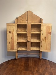 Primitive Handmade Wood Wall Cupboard Iron Hardware Medicine Cabinet Mexico