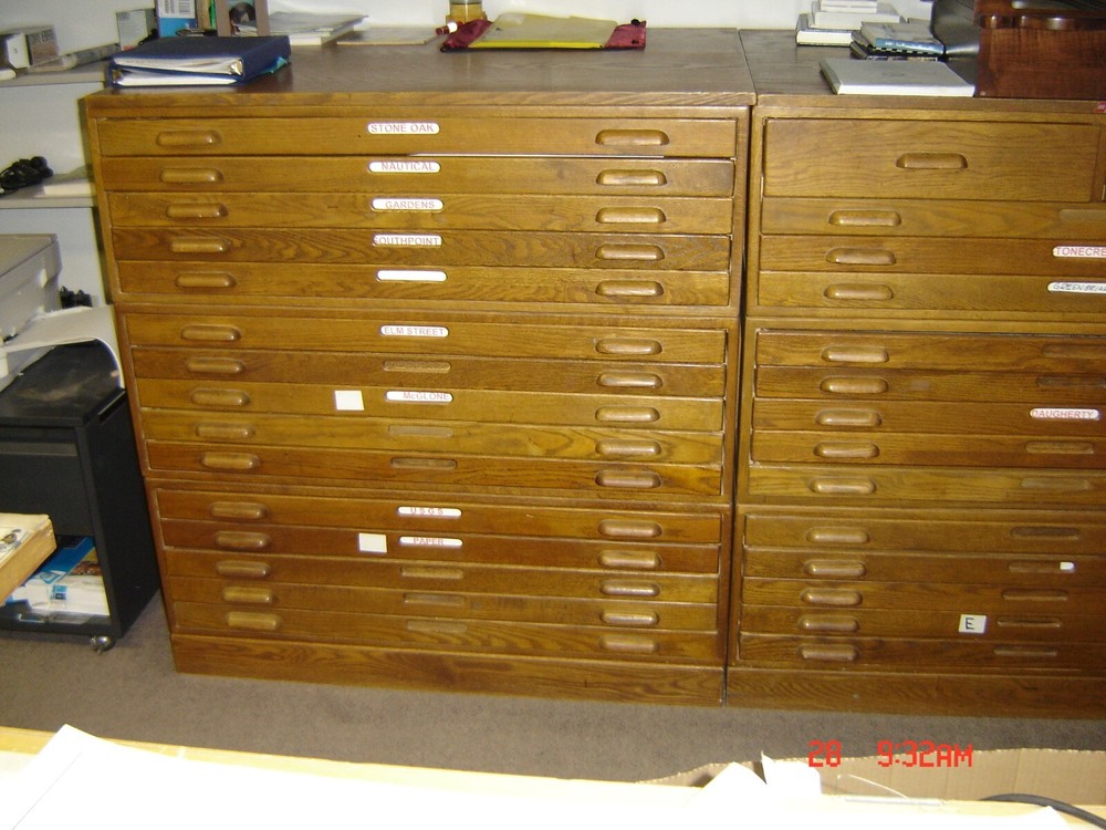 VINTAGE LARGE HAMILTON WOOD PLAN FILING CABINET