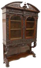 Antique Display Cabinet, Vitrine, Renaissance Revival, Carved, 19th C, 1800s!!