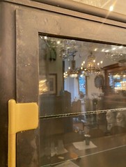 Antique 1920s Beveled Glass Double Door Iron Medical Cabinet