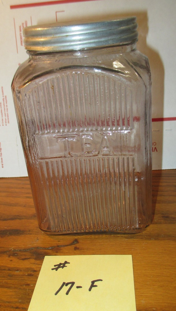 HOOSIER CABINET ORIGINAL SQUARE TEA SPICE JAR LOT # 17-F