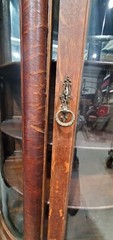 Antique Oak Victorian Bow Glass China Cabinet Curio