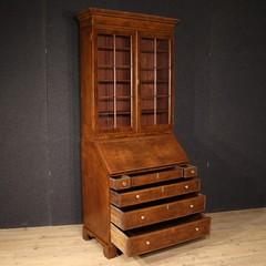 Georgian style double-body trumeau wood 20th century bureau desk bookcase