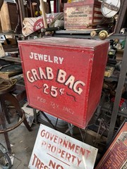 Vintage Folk Art Jewelry Grab Bag Box Hand Painted Store Display Counter Box