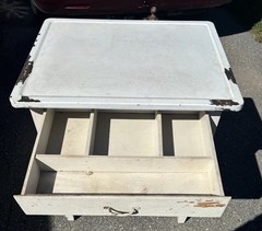 Vintage White Antique 1930-40’s Farmhouse Shabby cabinet Porcelain Top