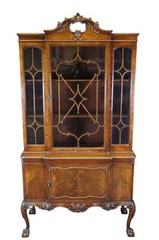 Antique Romweber English Chippendale Georgian Mahogany China Display Cabinet 78″
