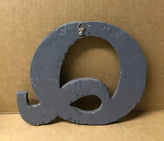 Decorative Salvaged Tin Ceiling 8″ Patchwork Shabby Silver Letter Q Old 215-26B
