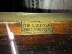 c1920 glass store cabinet Gardner Co. Springfield MA 52” x 42.5” h x 16”