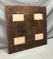 Decorative Salvaged 23″ SQ. Tin Ceiling Wrapped Quad Picture Frame Old 1064-25B