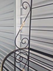 Vintage French Bakers Rack 3 Tier Scrolling Wrought Iron and Brass Etagere