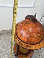 Italian Floor Standing Globe Bar Liquor Cabinet Rolling Wood Cart