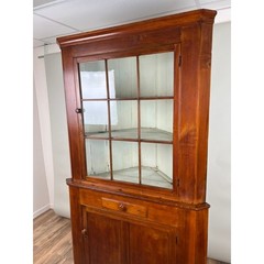 Antique Pennsylvania Nine Panel Glass Door Corner Cupboard c. Early 19th Century