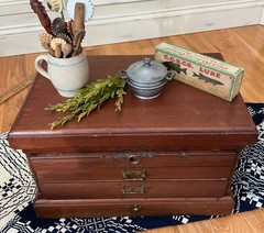 Antique Apothecary Wooden Cabinet Box with Multiple drawers Brass Hardware