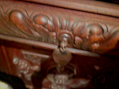 Heavily Carved Walnut Antique Sideboard, Buffet, Cabinet with Curved Sides