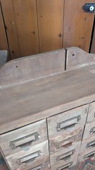 Antique Old Primitive Wood 12 Drawer Apothecary Spice Storage Cabinet 16″