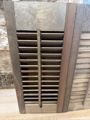 Vintage Farmhouse Louvered Wood Cabinet Rustic