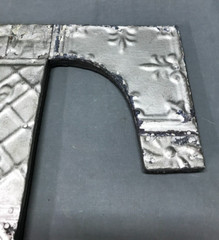 Decorative Salvage Tin Ceiling 16″ Patchwork Silver Metal VTG Letter T 216-25B