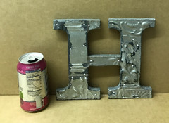 Decorative Salvaged Tin Ceiling 8″ Patchwork Shabby Silver Letter H Old 190-26B