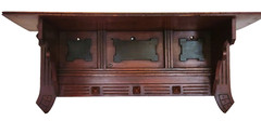 Clock Wall SHELF, c1890 Aesthetic Victorian, Solid Walnut, Ebonized Panels, 24″w