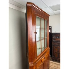 Antique Pennsylvania Nine Panel Glass Door Corner Cupboard c. Early 19th Century