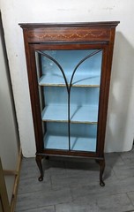 Antique Edwardian Mahogany Glass Display Curio Cabinet Queen Anne Chippendale