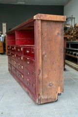 Antique Apothecary Cabinet Wood Drawer Store Counter Display Vintage industrial