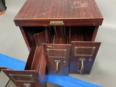 Antique Utility 3 Drawers Card File Cabinet Metal Wood Grain Allsteel Co.