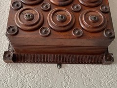 Antique Arts Crafts Unique 12 Drawer Wall Spice Cabinet Copper Labels