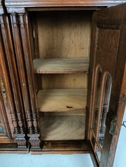 pair Stunning Antique Corner Cabinets Hand Carved Wood right left corner with s