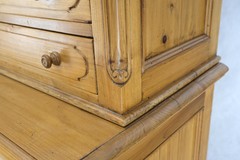 Country French Vintage Wine Rack Two-Piece Pine Step-Back Hutch